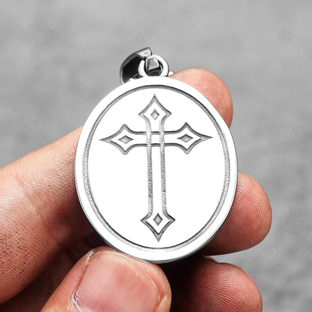 PENDRA Sacred Heart Jesus Steel Necklace