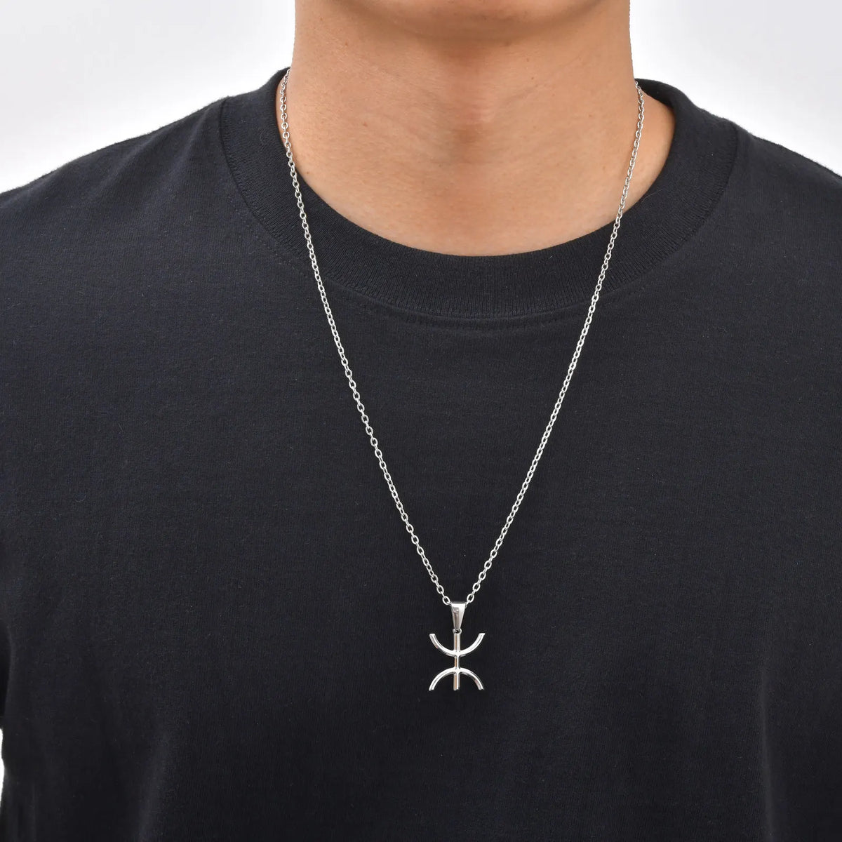 Africa Berbers Symbol Necklace for Men,Stainless Steel Amazigh ⵣ Letter Necklace,Ethnic Amulet Jewelry
