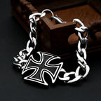 PENDRA Templar Cross Stainless Steel Biker Bracelet