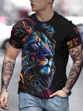 PENDRA Cool Lion Printed Urban Short Sleeve T-Shirt