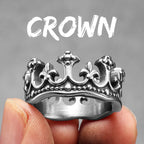 Aesthetic Crown Men Rings Stainless Steel Punk Rock Vintage Cool Stuff Fashion Jewelry Accessories For Women Gift Wholesale
