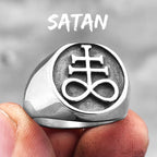 PENDRA Lucifer Satan Pentagram Steel Ring