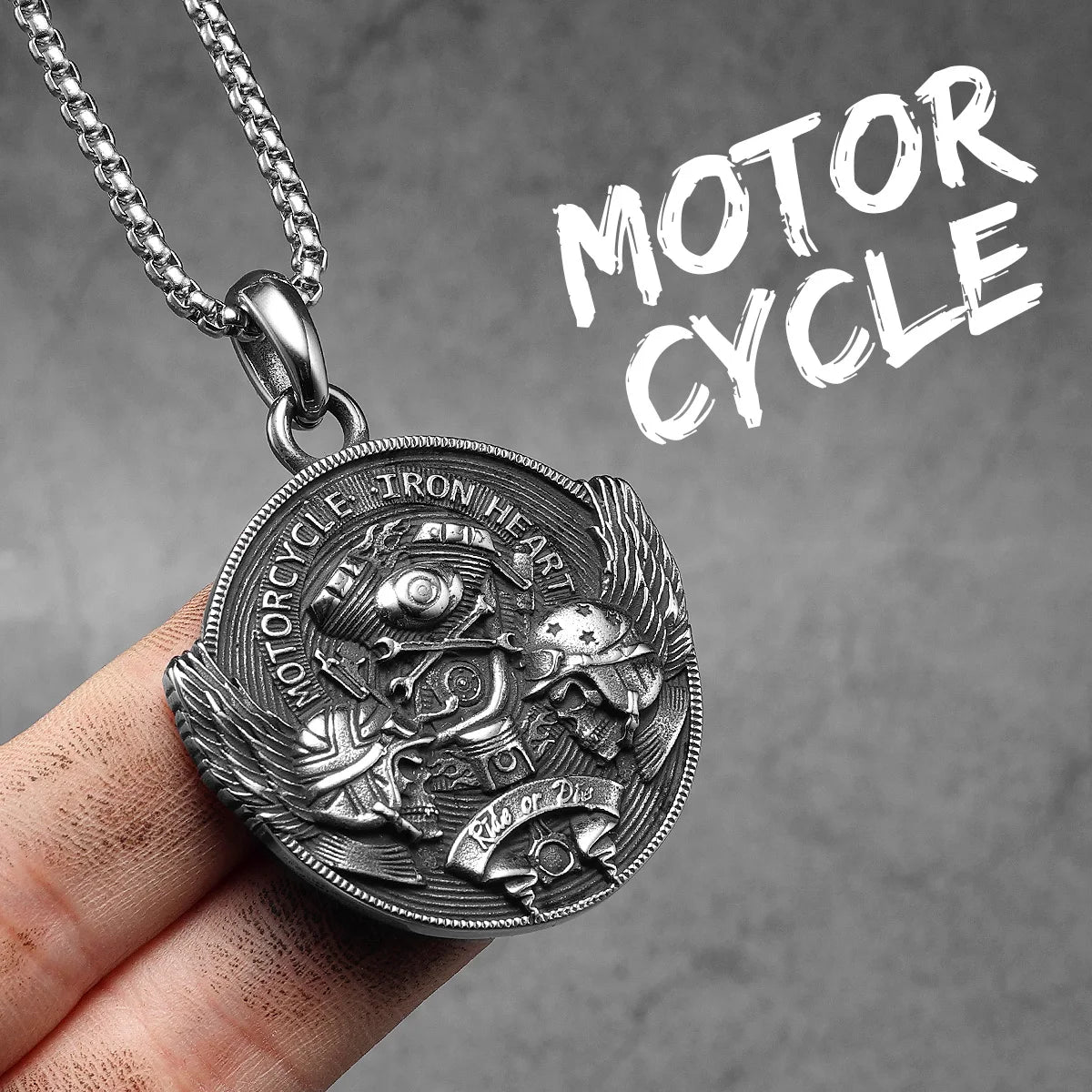 PENDRA Motorcycle Rider Route66 Steel Necklace