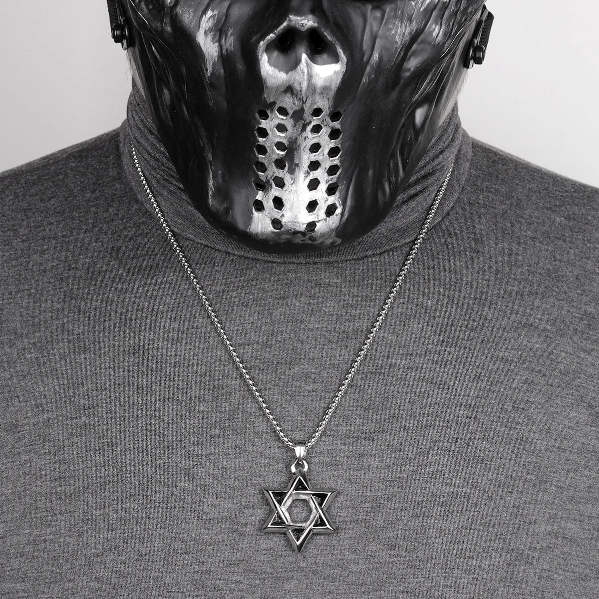 Judaism Hexagram Long Men Necklaces Pendants Chain Punk for Boyfriend Male Stainless Steel Jewelry Creativity Gift Wholesale