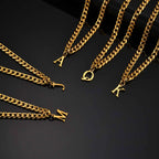 18K Gold Color Initial Necklace for Men Women,A-Z 26 Alphabet Letters Stainless Steel Chain Collars,Name Jewelry Gift