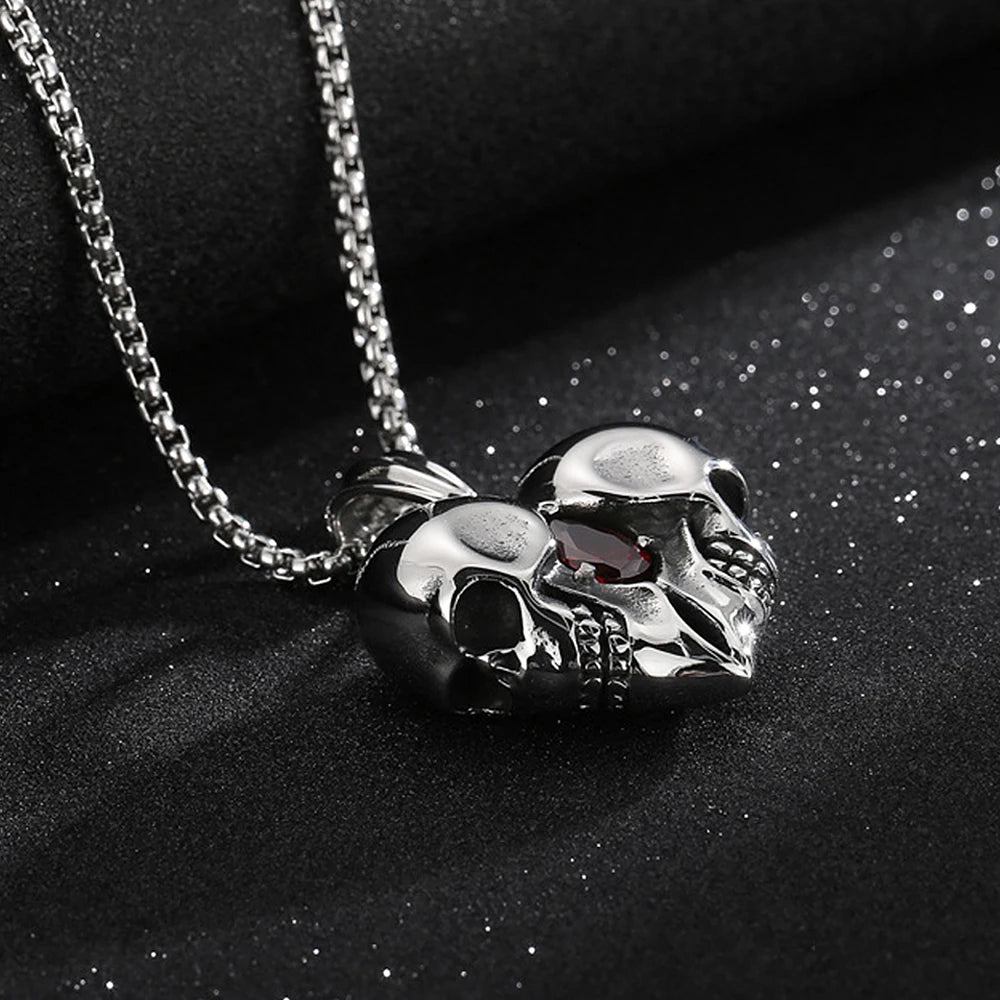PENDRA Skullheart Stainless Steel Skull Heart Ring