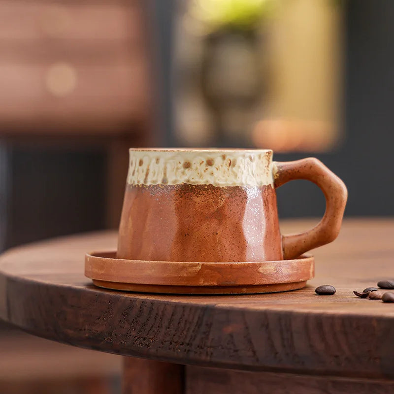 Retro kiln-changed ceramic coffee cup, Japanese handmade style ins style desktop coffee cup multi-color optional