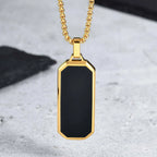 Stylish Men's Black Enamel Necklace,Stainless Steel Geometric Square Small Dogtags Necklace,Anniversary Birthday Father Gift