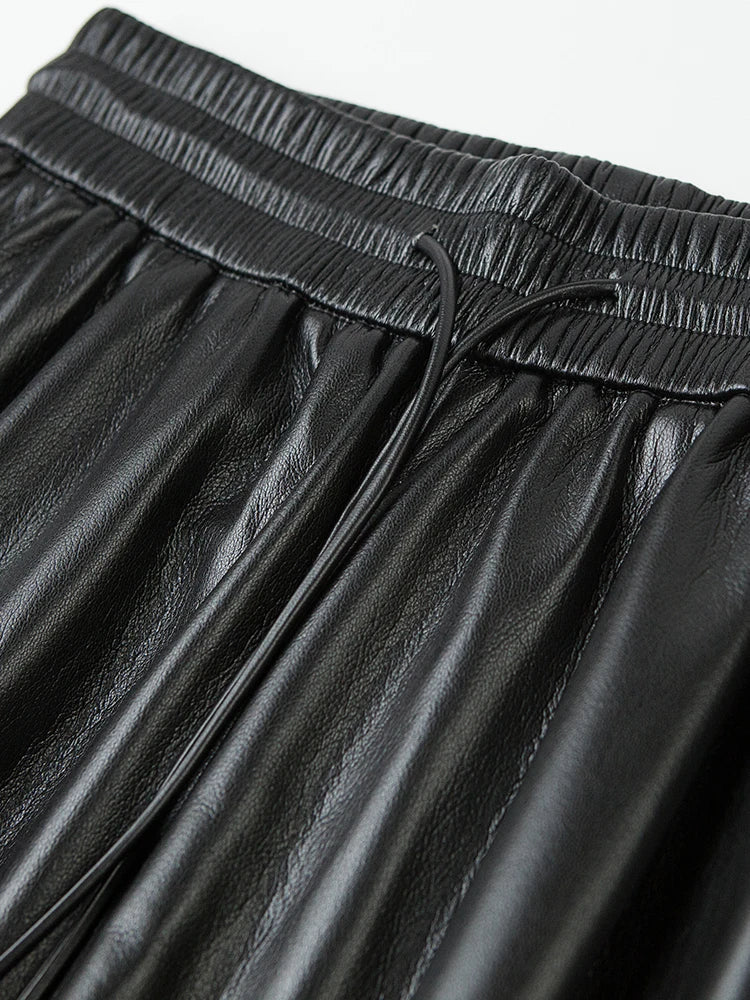 PENDRA Cropped Straight Leg PU Leather Pants