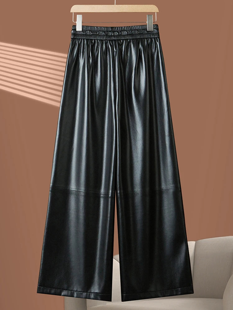 PENDRA Cropped Straight Leg PU Leather Pants