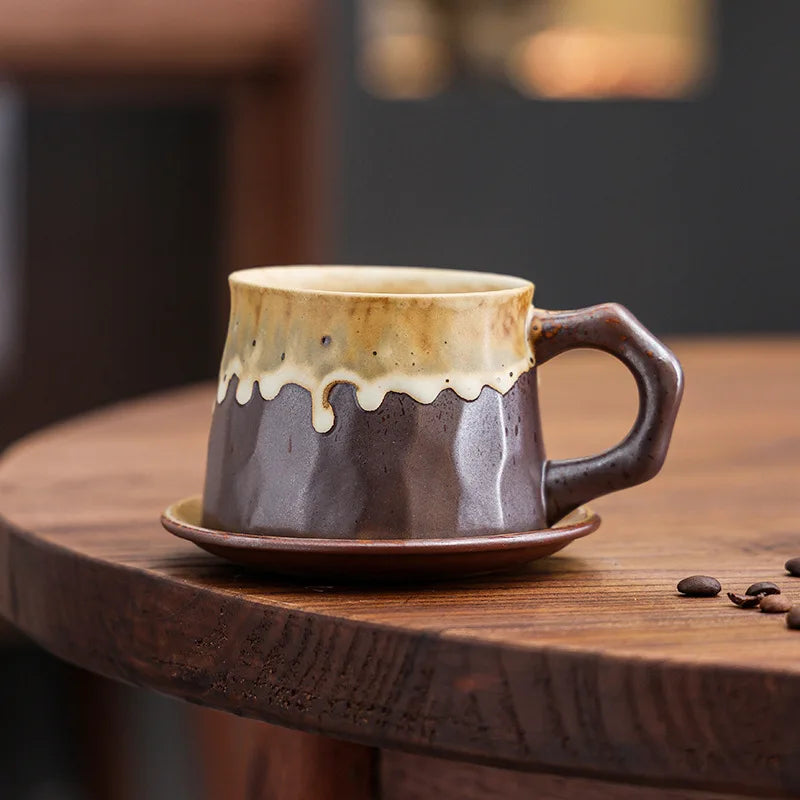 Retro kiln-changed ceramic coffee cup, Japanese handmade style ins style desktop coffee cup multi-color optional