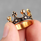 Aesthetic Crown Men Rings Stainless Steel Punk Rock Vintage Cool Stuff Fashion Jewelry Accessories For Women Gift Wholesale