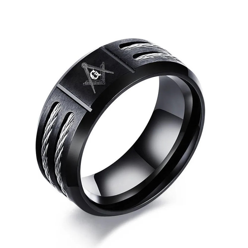 PENDRA Masonic Wire Freemasonry Steel Ring