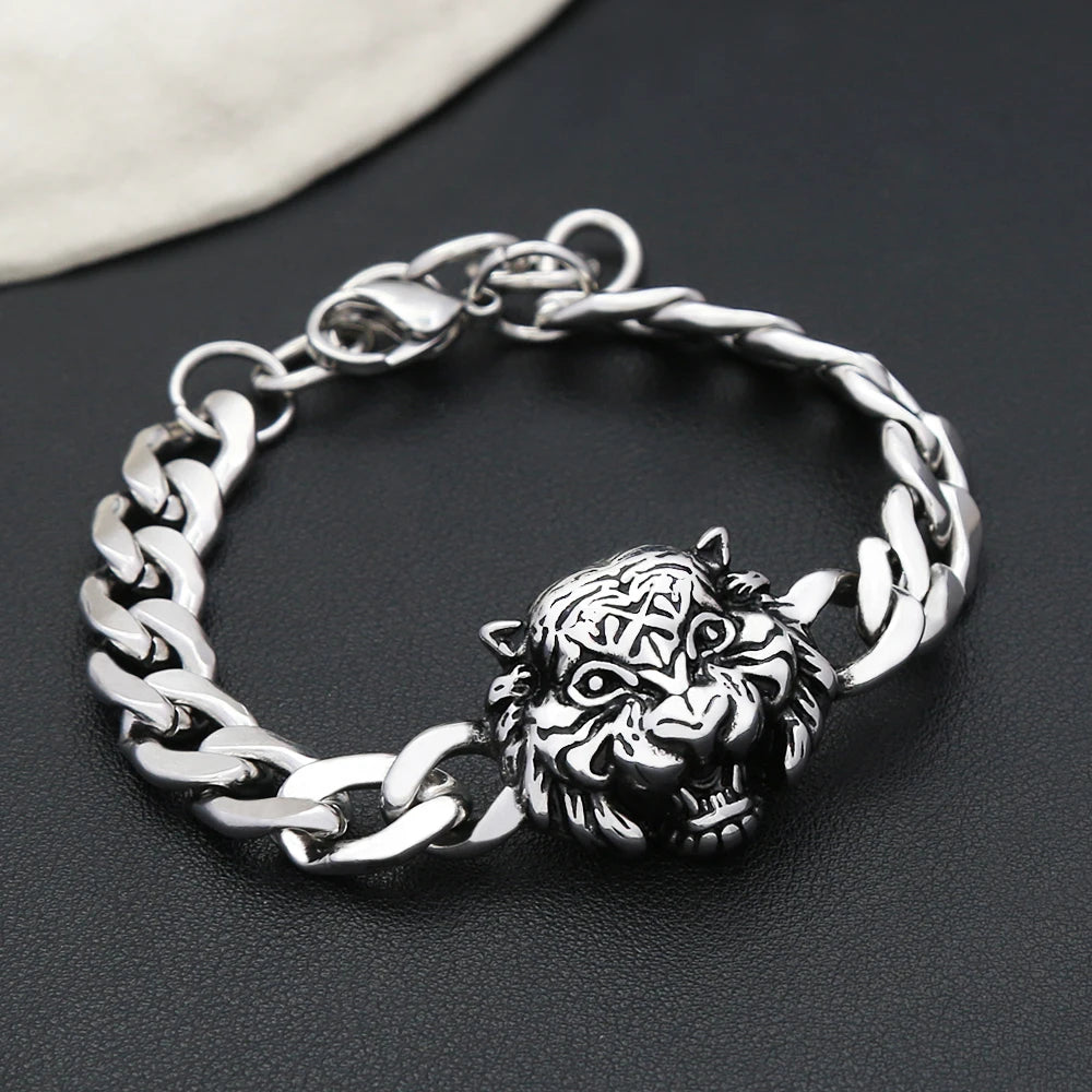 PENDRA Tigerlion Vintage Tiger Lion Head Bracelet