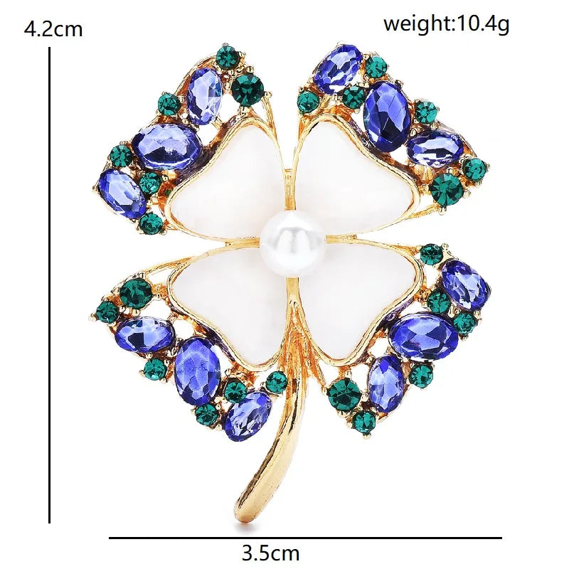 PENDRA Clovera Rhinestone Clover Leaf Brooch