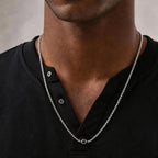 New Simple Natural Stone Chain Necklace for Men,Stainless Steel Box Chain Collars,Causal Jewelry