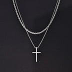 Trendy Cross Necklace for Men Boys,Simple Stainless Steel Cross Pendant Necklaces,Male Jewelry Sets