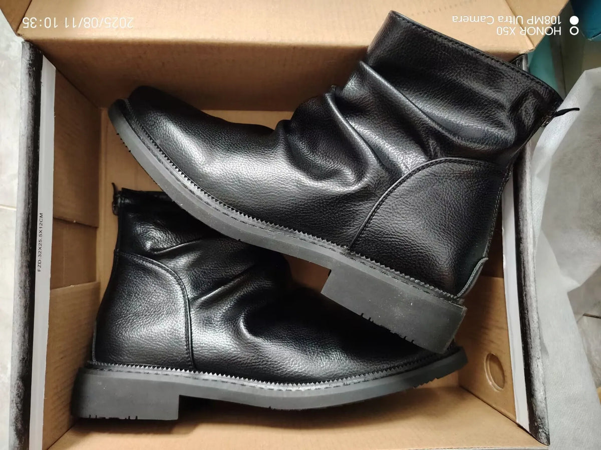 PENDRA Leather Zipper Platform Boots