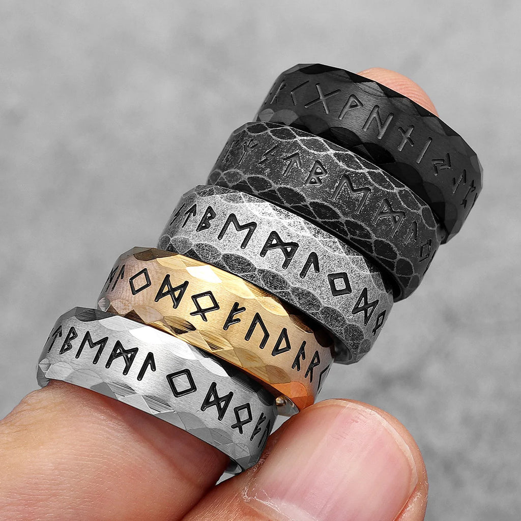 PENDRA Nordic Vikings Runes Steel Ring