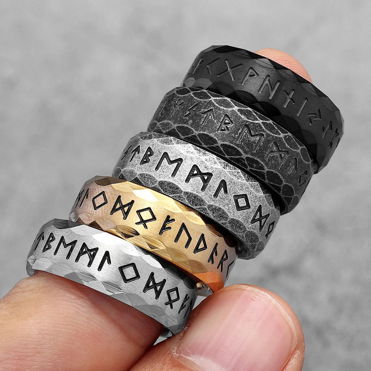 PENDRA Nordic Vikings Runes Steel Ring