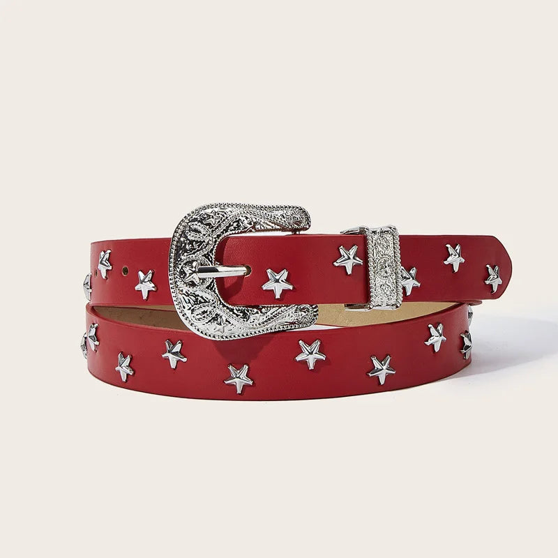 New Style Punk Belts Decoration Men Star Rivets Trend Fashion Punk Style Wide Belt Personality Women Retro Versatile Jeans Belt