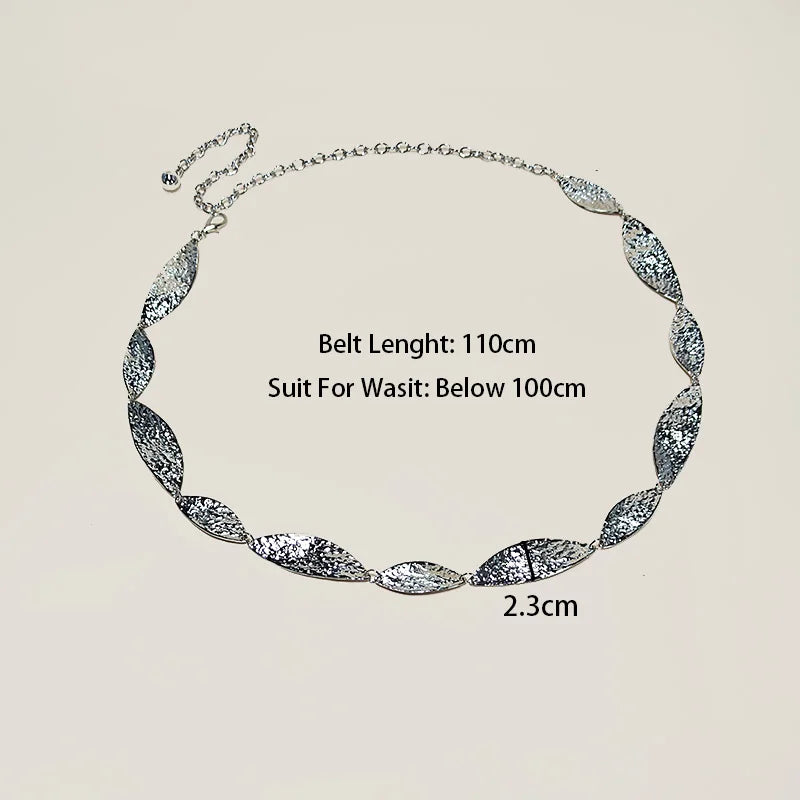 PENDRA Orlaina Leather Silver Retro Waist Chain Belt
