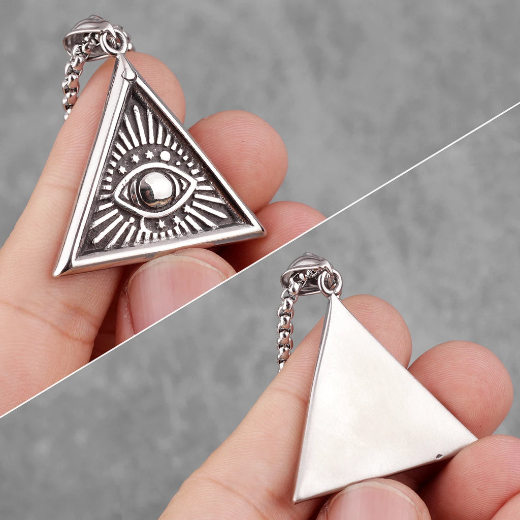 PENDRA Eye God Triangle Steel Necklace