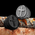 PENDRA Christian Cross Religon Steel Ring
