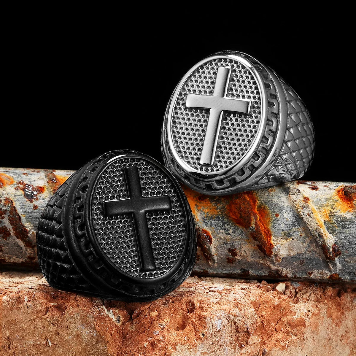 PENDRA Christian Cross Religon Steel Ring