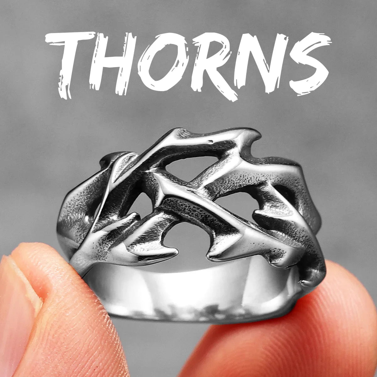 PENDRA Jesus Thorns Crown Steel Ring