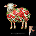 PENDRA Rose Rhinestone Sheep Brooch