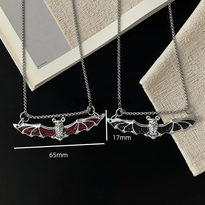 PENDRA Batwing Gothic Stainless Steel Bat Necklace