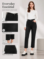 Women's solid color important stretch cropped tight jeans, fashionable and simple style, button design, suitable for spring and summer outings and dates