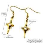 Y2K Star Cross Hook Earrings For Women Men Stainless Steel Silver Color Rhinestone Egirl Minimalist Gothic Rapper Jewelry Gifts