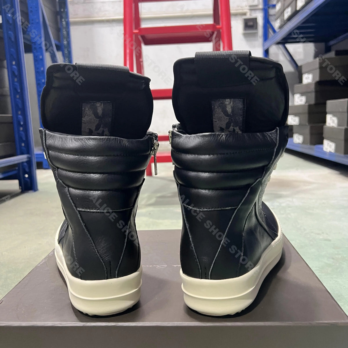 PENDRA Geobasket Classic Leather High-Top Zip Flat Ankle Boots