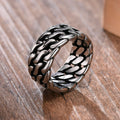 10mm Stainless Steel Twisted Cuban Chain Wedding Bands Rings for Men,Rock Punk Male Boys Christmas Gifts Jewelry