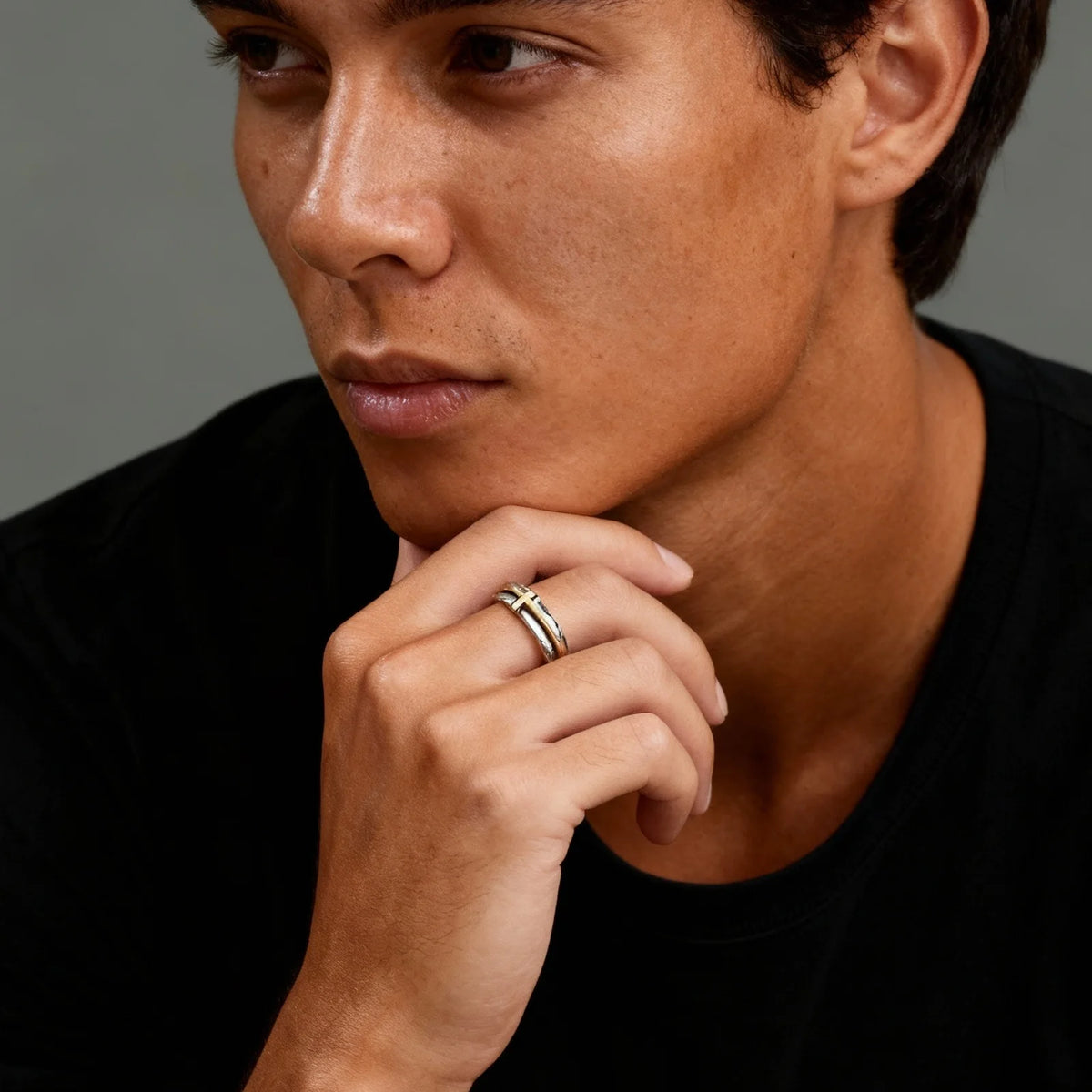 Retro Cross Ring For Men Boys,Punk Gothic Adjustable Bend Metal Ring,Hiphop Jewelry Gift