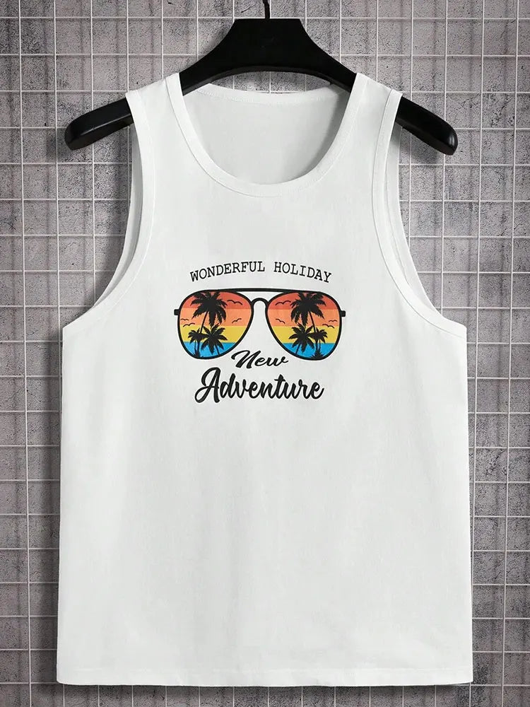 Summer Daily Casual Men's Sleeveless T-shirt Hawaiian Men's Tank Top Outdoor Beach Men's Tank Top Street Fashion Men's Tank Top
