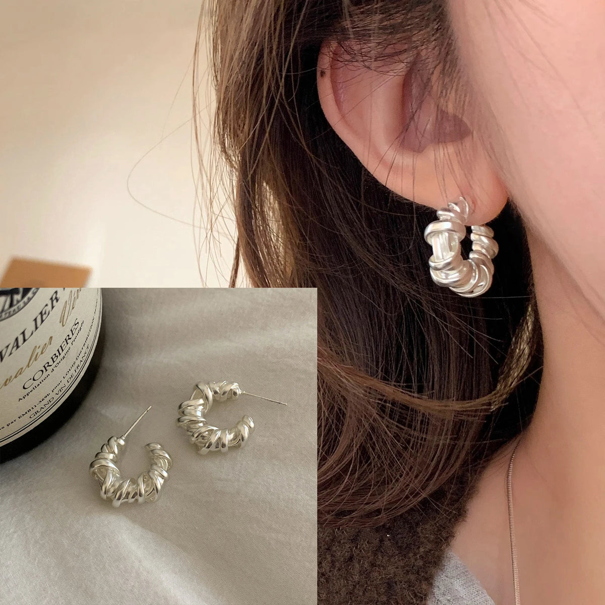 VENTFILLE 925 Sterling Silver Black Agate Earring for Women Geometry Water Droplets Versatile Design Gift Jewelry Dropshipping
