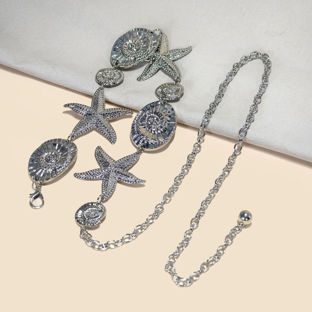 PENDRA Seraina Metal Silver Boho Waist Chain Belt
