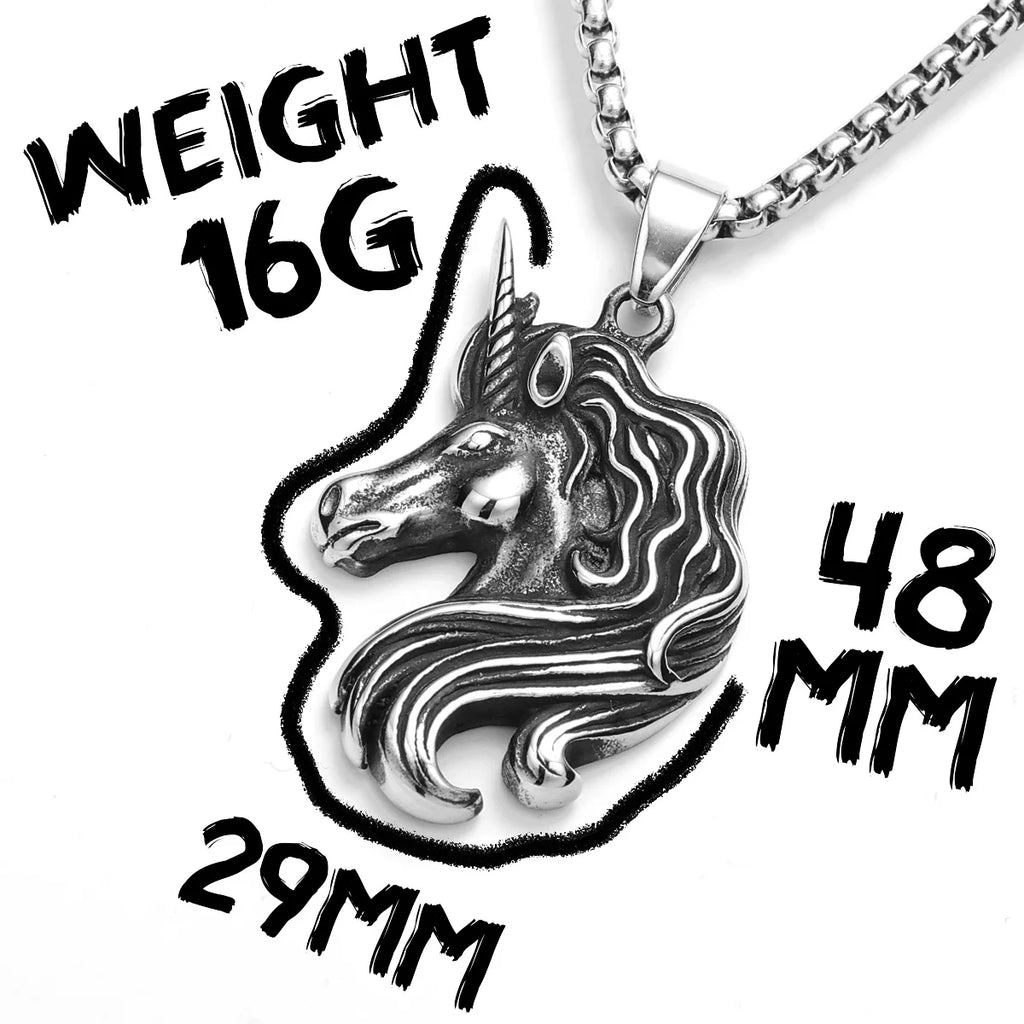 PENDRA Mythical Unicorn Animal Steel Necklace