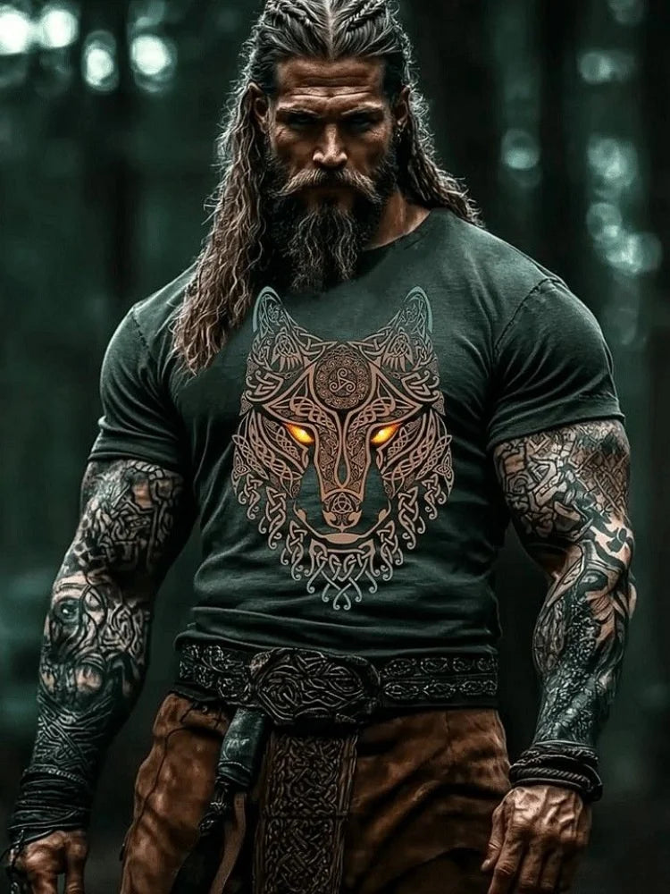 PENDRA Nordic Rune Printed Short-Sleeve T-Shirt