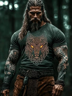 PENDRA Nordic Mythology Totem 3D-Printed Short-Sleeve T-Shirt