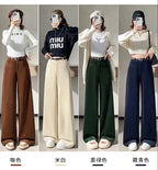 Corduroy suit wide leg pants women in autumn and winter high waist lazy style thick velvet warmth and versatile pants