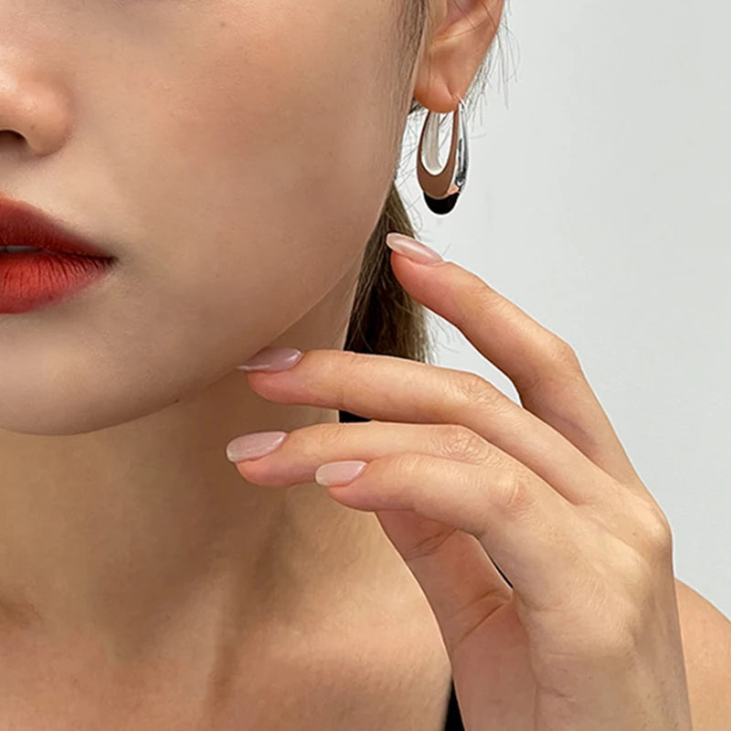 PENDRA Black Agate Geometry Sterling Earrings
