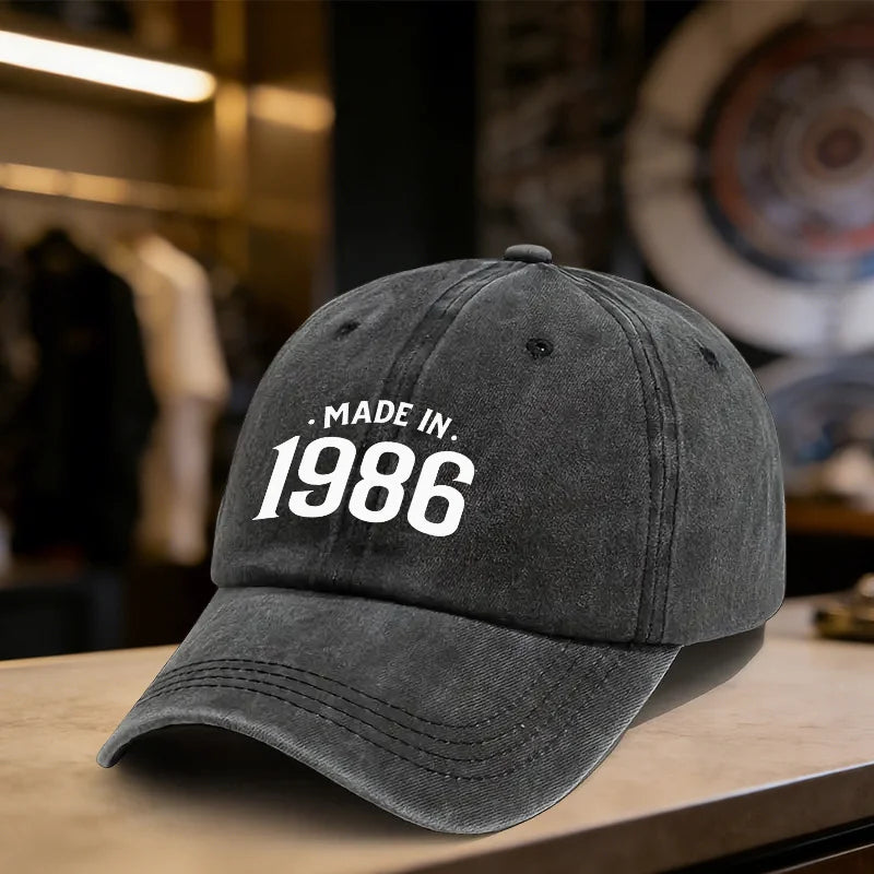 An Adjustable Baseball Cap Featuring a Retro 'MADE IN 1986' Design, Lightweight Printed Women'S Hat, a Trendy '1986 Era Style' M