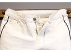 Summer Thin Luxury Designer Slim-Fit Men's Jeans Shorts Boyfriend White Color Striped Street Wear Cotton Casual Short Trousers