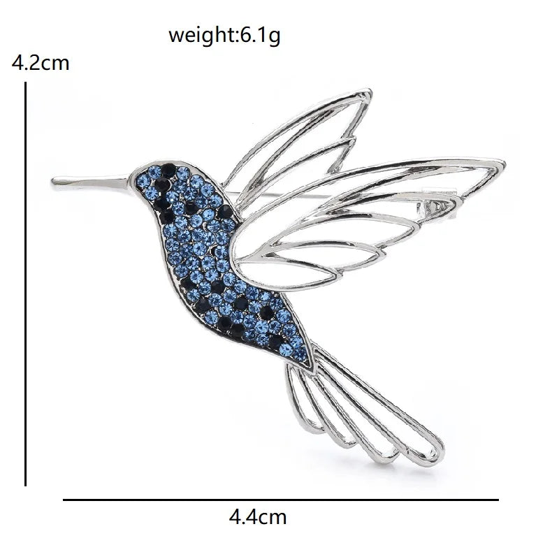 PENDRA Humminggleam 2-Color Rhinestone Hummingbird Brooch