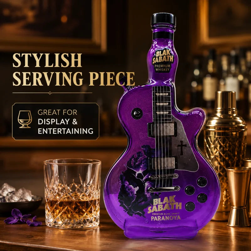 Black Sabbath Guitar Glass Decanter, Purple Rock Band Whiskey Bottle, Bar & Home Decorative Liquor Bottle