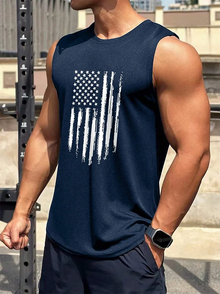 PENDRA Usa Flag Print Tank Loose Sleeveless Tank Top